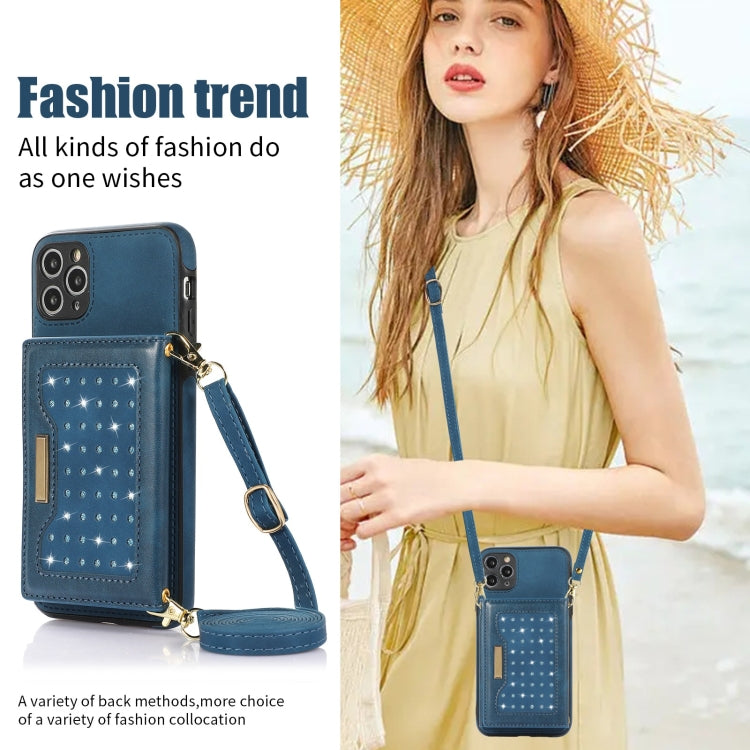 For iPhone 11 Pro Max Three-fold RFID Leather Phone Case with Lanyard