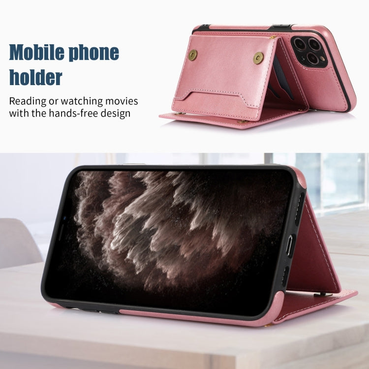 For iPhone 11 Pro Max Three-fold RFID Leather Phone Case with Lanyard