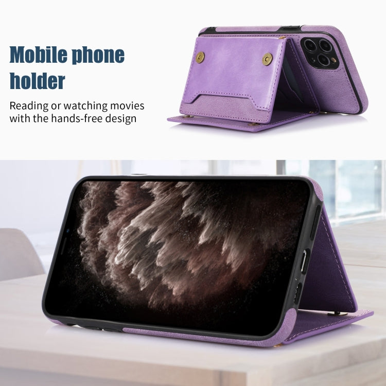 For iPhone 11 Pro Max Three-fold RFID Leather Phone Case with Lanyard