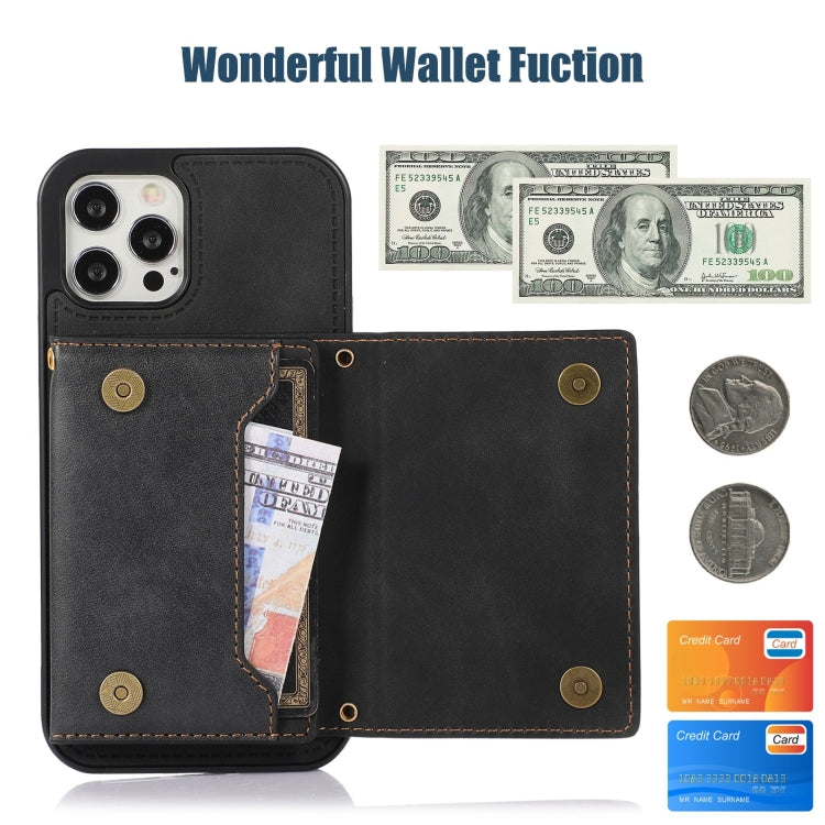 For iPhone 12 Pro Max Three-fold RFID Leather Phone Case with Lanyard