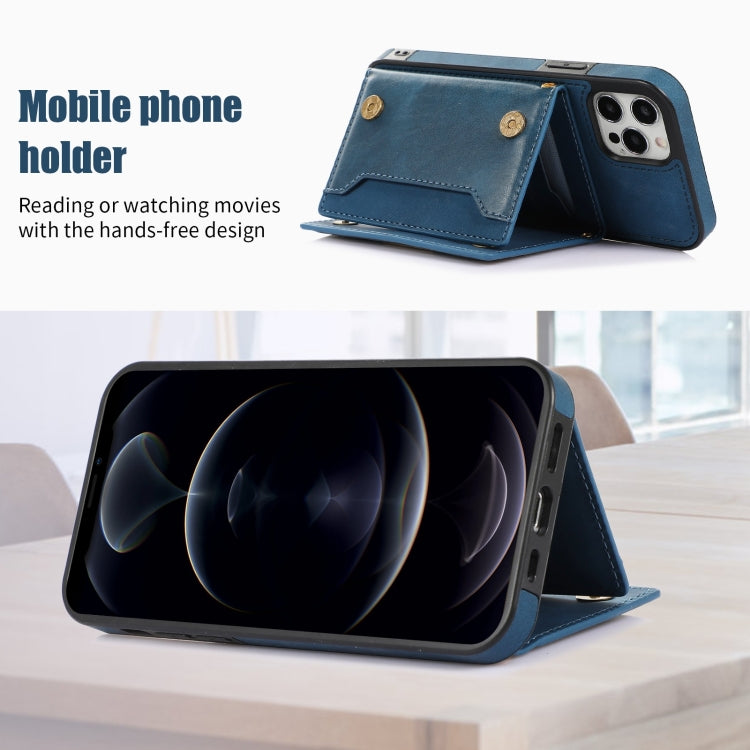 For iPhone 12 Pro Max Three-fold RFID Leather Phone Case with Lanyard