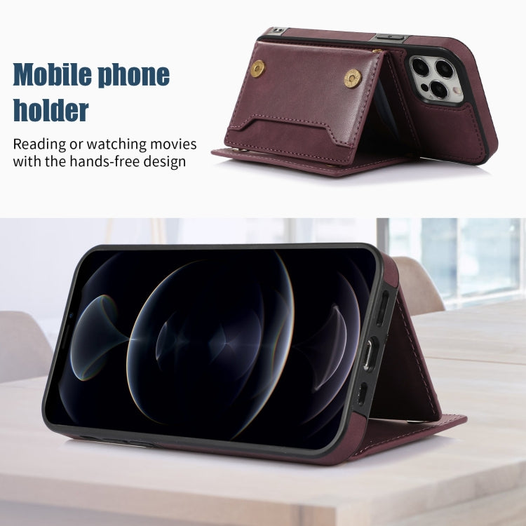 For iPhone 12 Pro Max Three-fold RFID Leather Phone Case with Lanyard