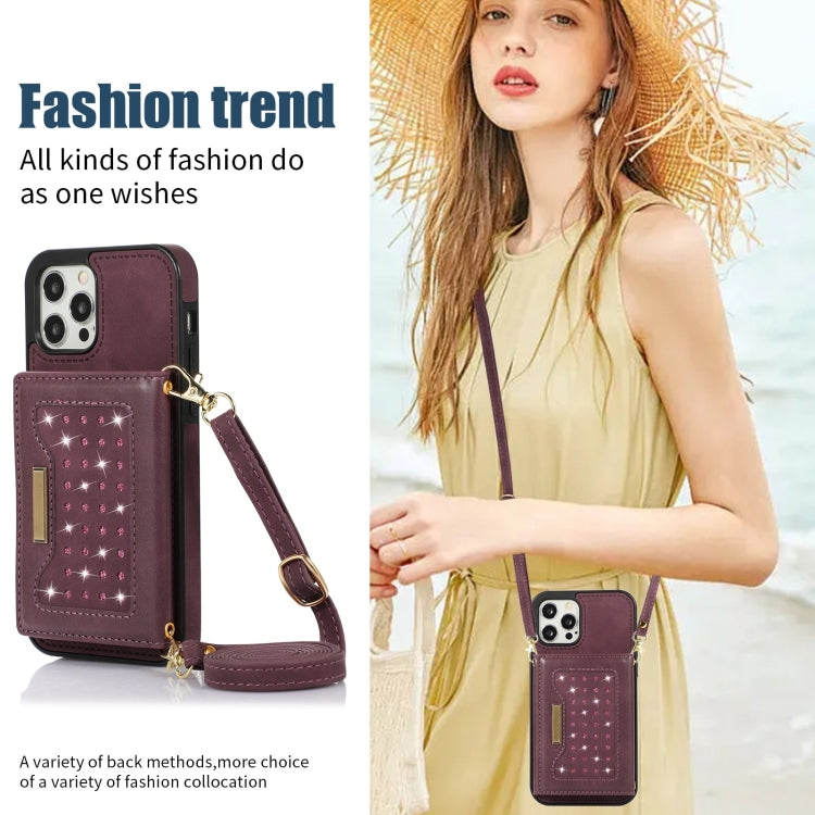 For iPhone 12 Pro Max Three-fold RFID Leather Phone Case with Lanyard