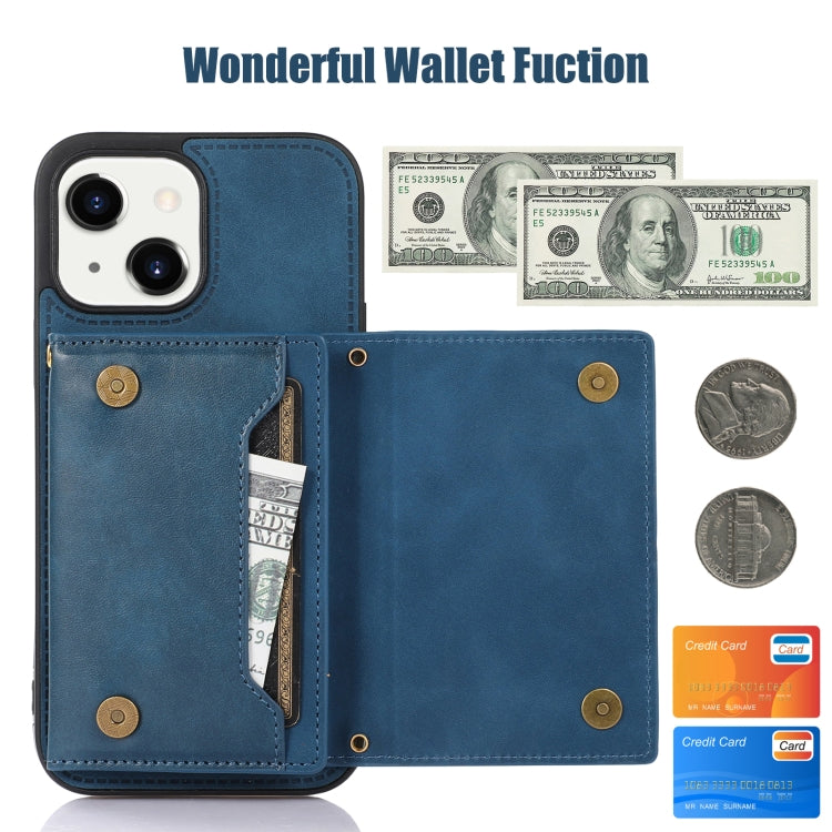 For iPhone 13 Three-fold RFID Leather Phone Case with Lanyard