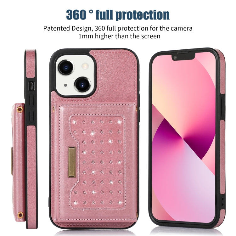For iPhone 13 Three-fold RFID Leather Phone Case with Lanyard