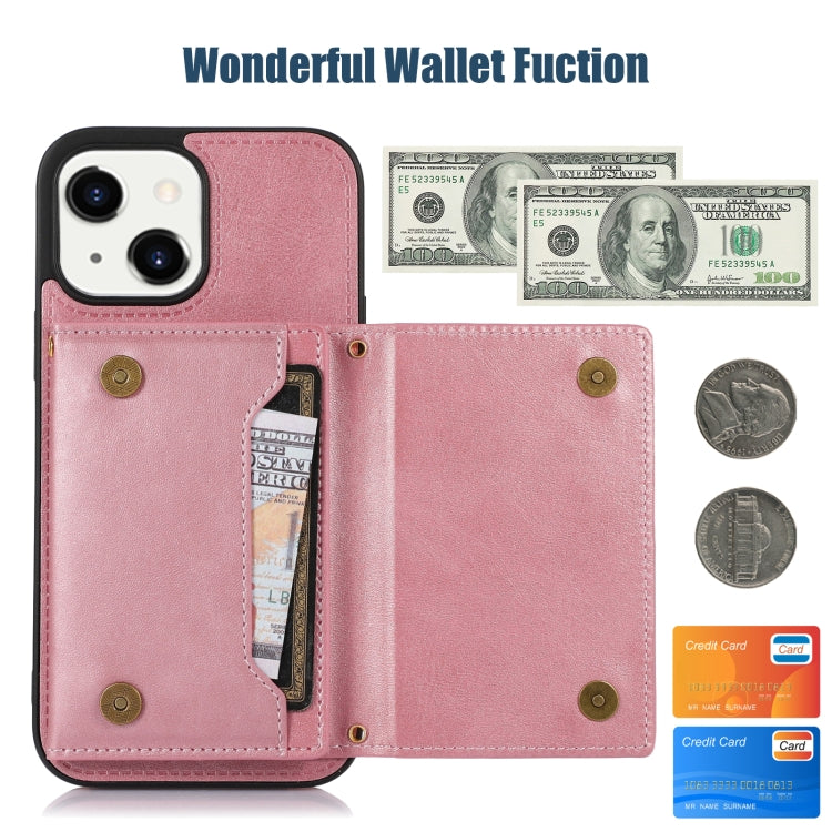 For iPhone 13 Three-fold RFID Leather Phone Case with Lanyard