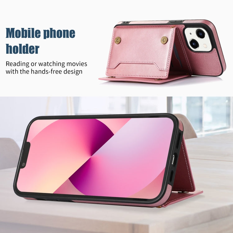 For iPhone 13 Three-fold RFID Leather Phone Case with Lanyard