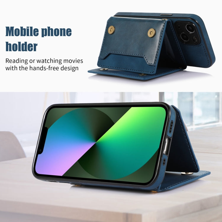 For iPhone 13 Mini Three-fold RFID Leather Phone Case with Lanyard