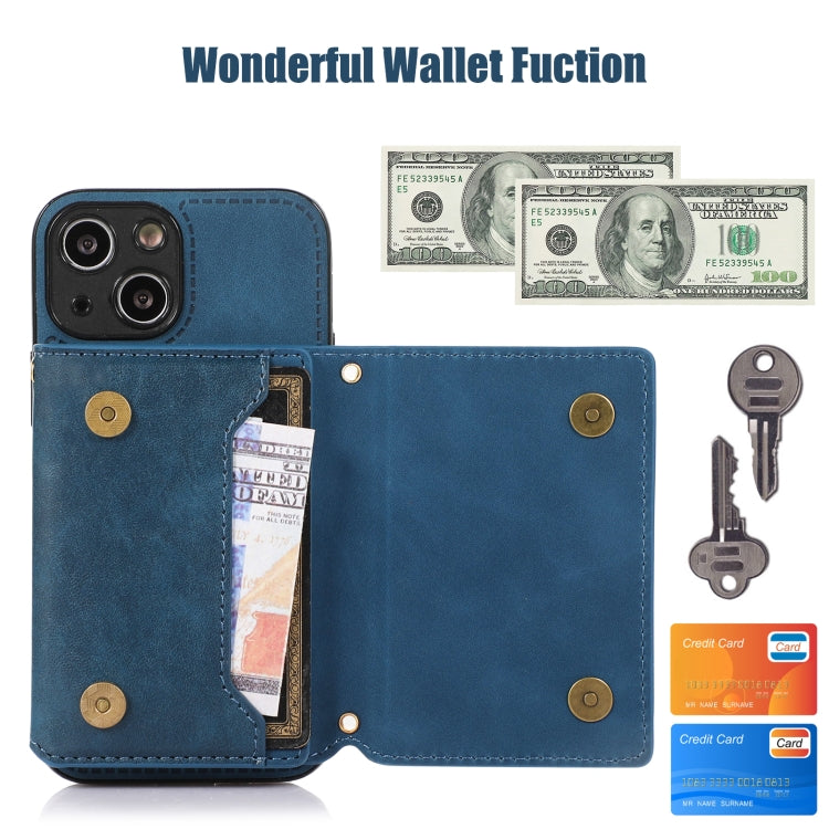 For iPhone 13 Mini Three-fold RFID Leather Phone Case with Lanyard