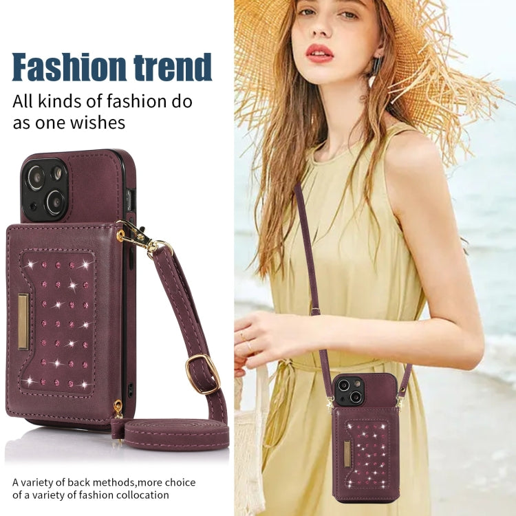 For iPhone 13 Mini Three-fold RFID Leather Phone Case with Lanyard