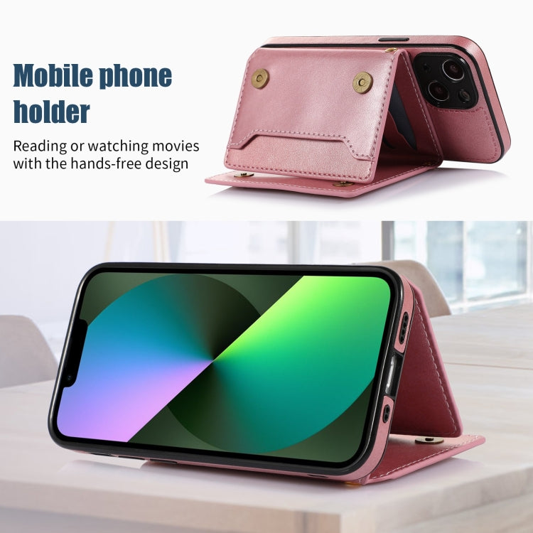 For iPhone 13 Mini Three-fold RFID Leather Phone Case with Lanyard