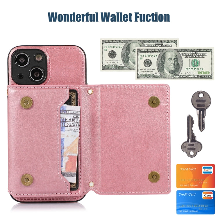 For iPhone 13 Mini Three-fold RFID Leather Phone Case with Lanyard