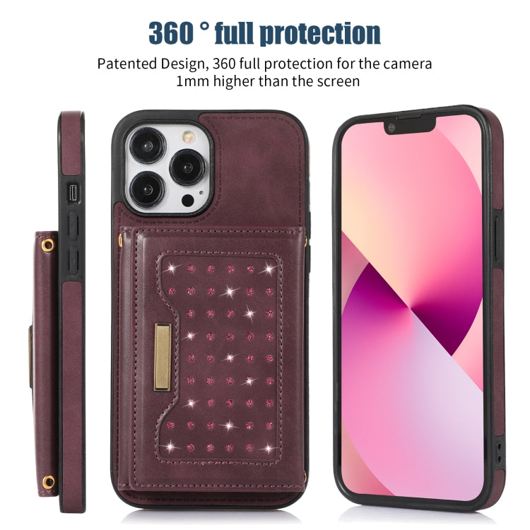 For iPhone 13 Pro Three-fold RFID Leather Phone Case with Lanyard