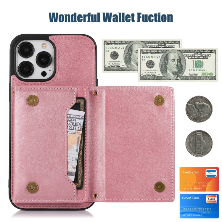 For iPhone 13 Pro Three-fold RFID Leather Phone Case with Lanyard