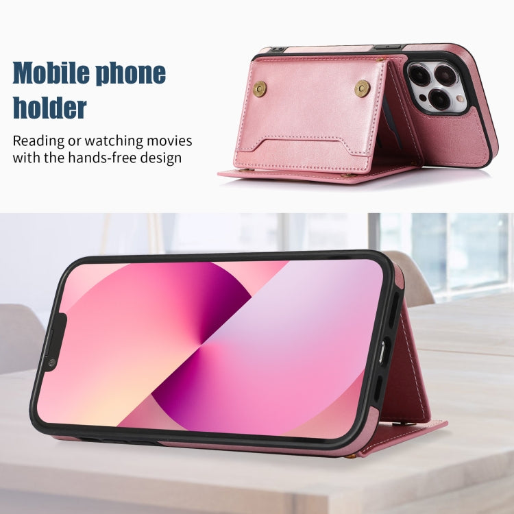 For iPhone 13 Pro Three-fold RFID Leather Phone Case with Lanyard