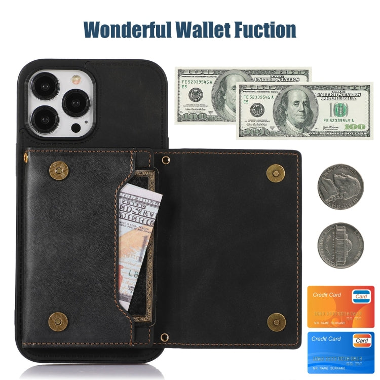 For iPhone 13 Pro Max Three-fold RFID Leather Phone Case with Lanyard