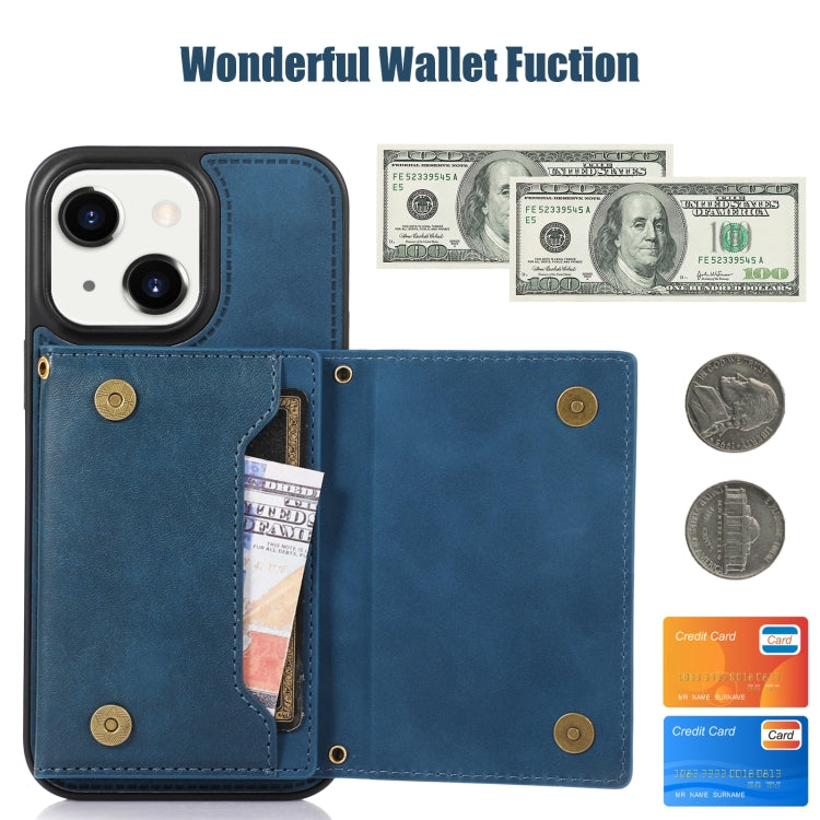 For iPhone 14 Three-fold RFID Leather Phone Case with Lanyard
