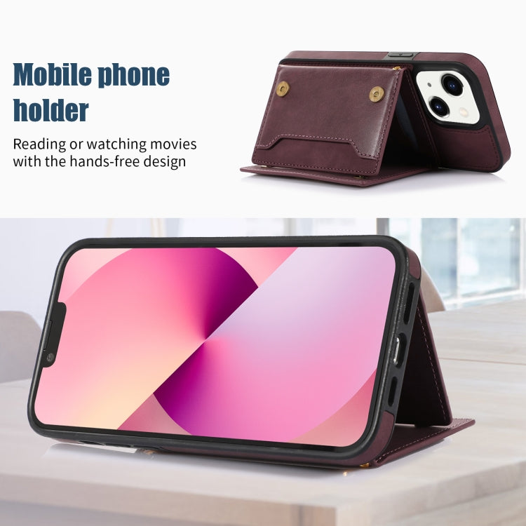 For iPhone 14 Three-fold RFID Leather Phone Case with Lanyard