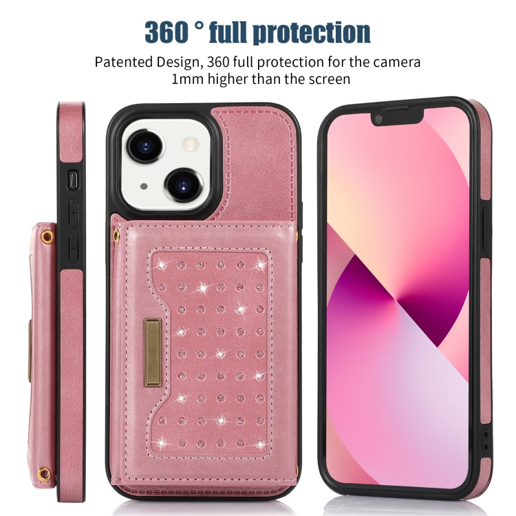 For iPhone 14 Three-fold RFID Leather Phone Case with Lanyard