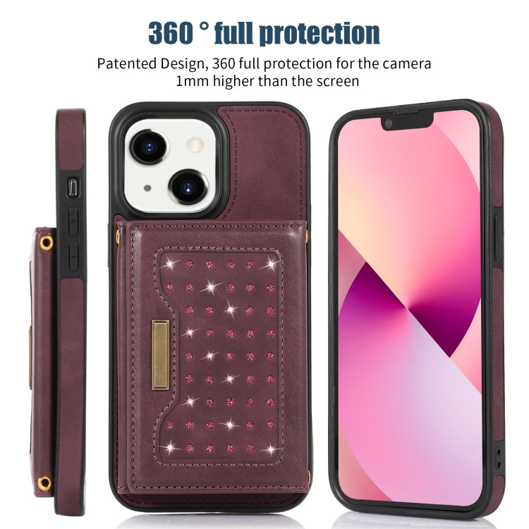 For iPhone 14 Plus Three-fold RFID Leather Phone Case with Lanyard