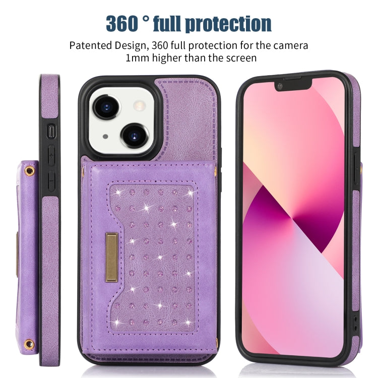 For iPhone 14 Plus Three-fold RFID Leather Phone Case with Lanyard
