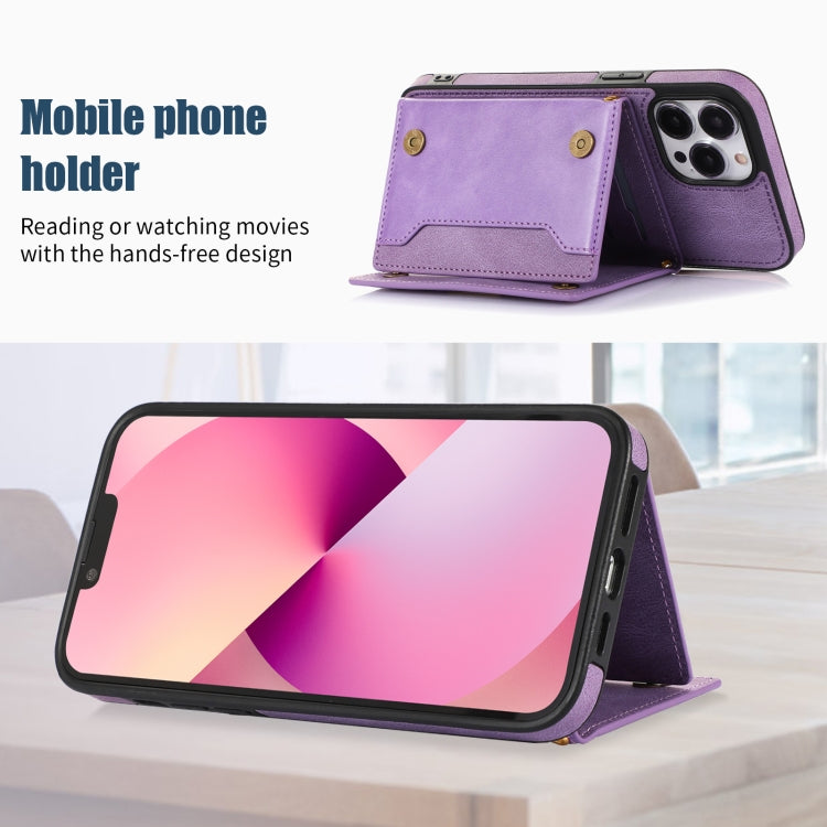 For iPhone 14 Pro Max Three-fold RFID Leather Phone Case with Lanyard