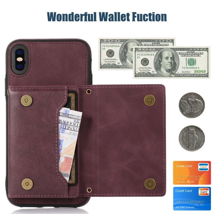 For iPhone XS Three-fold RFID Leather Phone Case with Lanyard