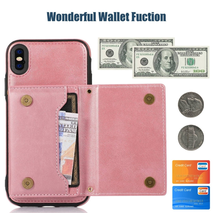 For iPhone XS Three-fold RFID Leather Phone Case with Lanyard