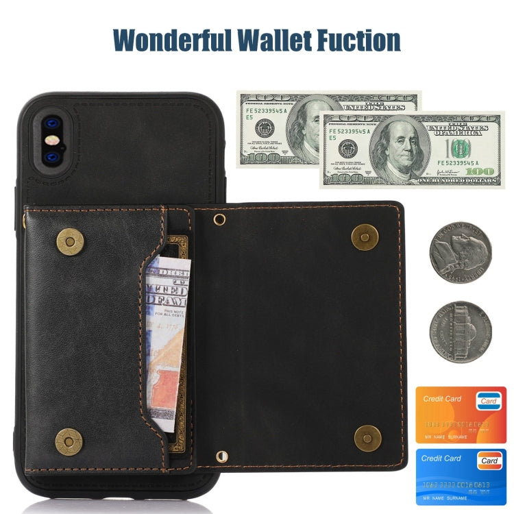 For iPhone XS Max Three-fold RFID Leather Phone Case with Lanyard