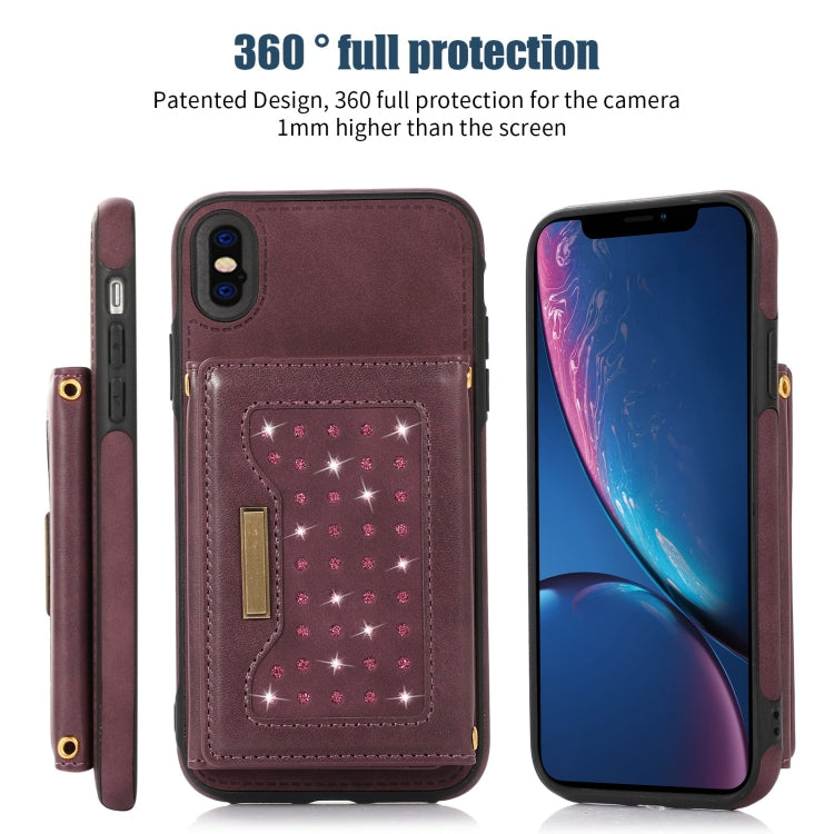 For iPhone XS Max Three-fold RFID Leather Phone Case with Lanyard