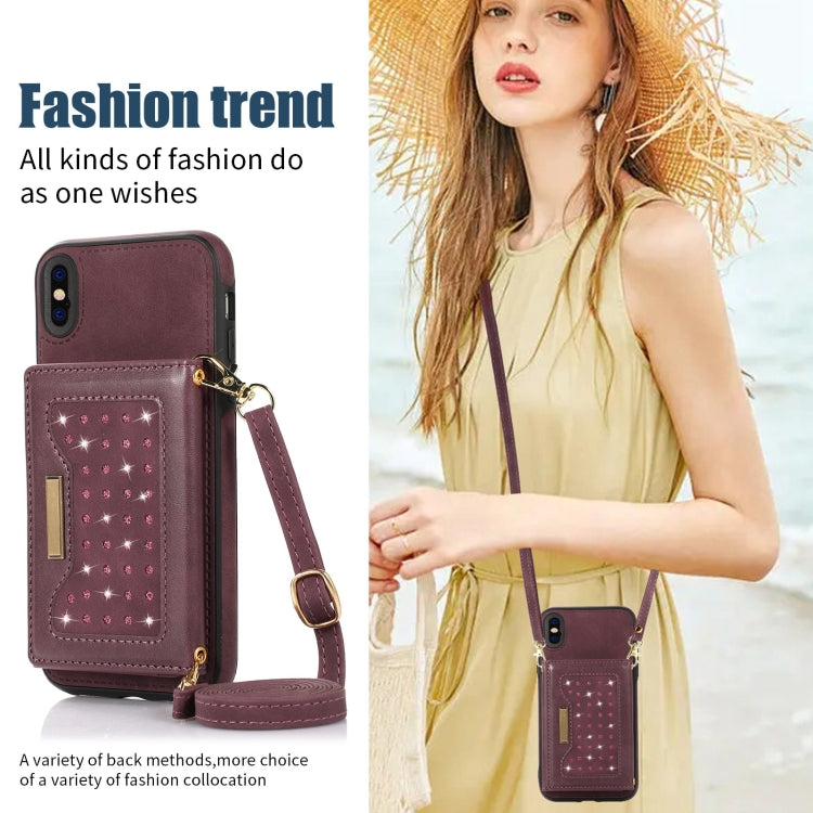 For iPhone XS Max Three-fold RFID Leather Phone Case with Lanyard
