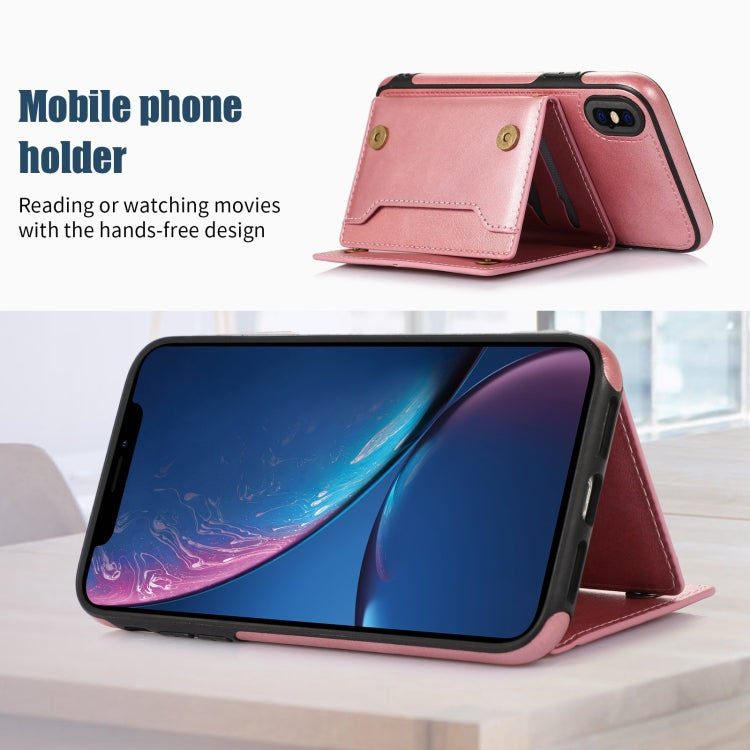 For iPhone XS Max Three-fold RFID Leather Phone Case with Lanyard