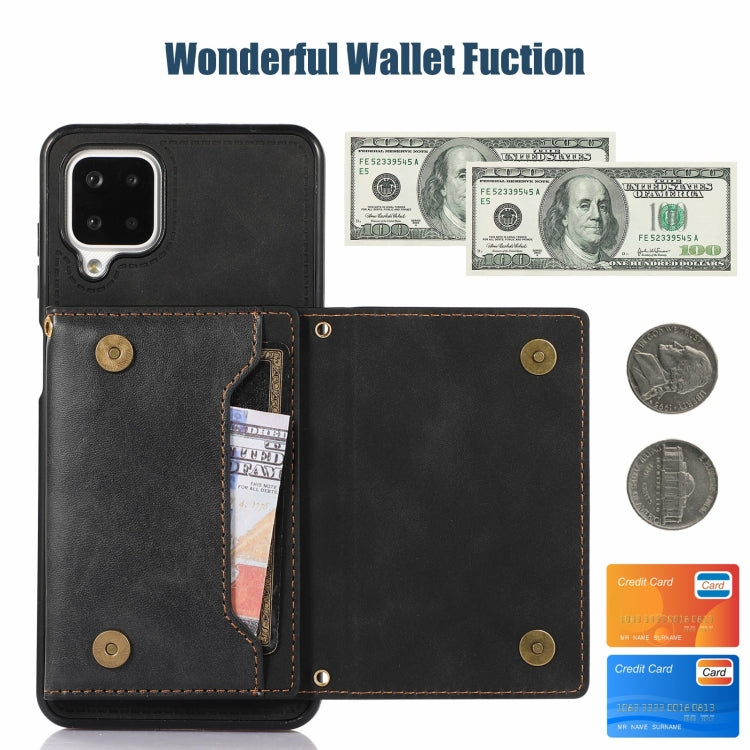 For Samsung Galaxy A12 Three-fold RFID Leather Phone Case with Lanyard
