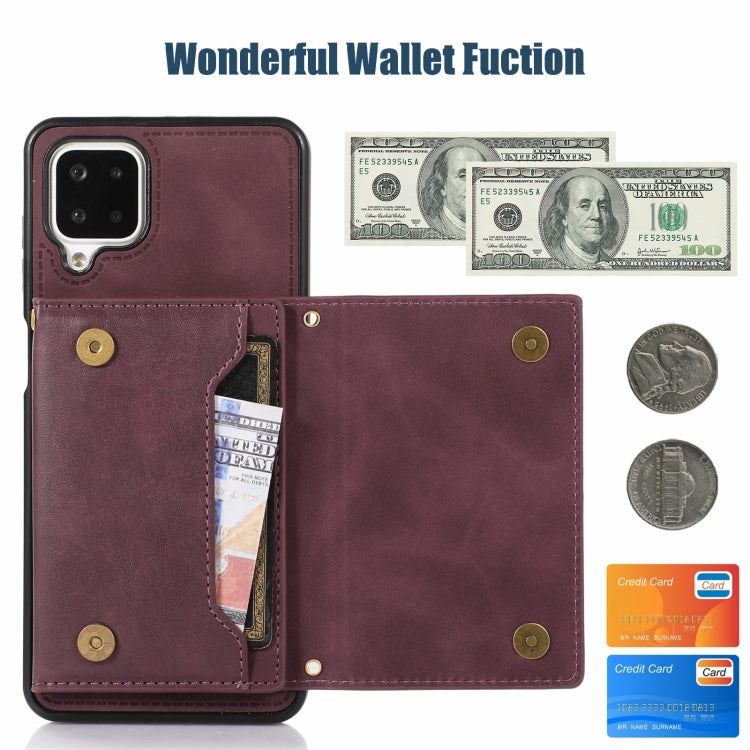 For Samsung Galaxy A12 Three-fold RFID Leather Phone Case with Lanyard