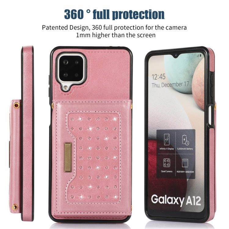 For Samsung Galaxy A12 Three-fold RFID Leather Phone Case with Lanyard