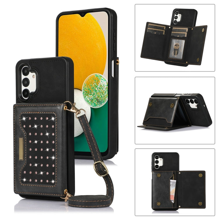 For Samsung Galaxy A13 4G/A13 5G Three-fold RFID Leather Phone Case with Lanyard
