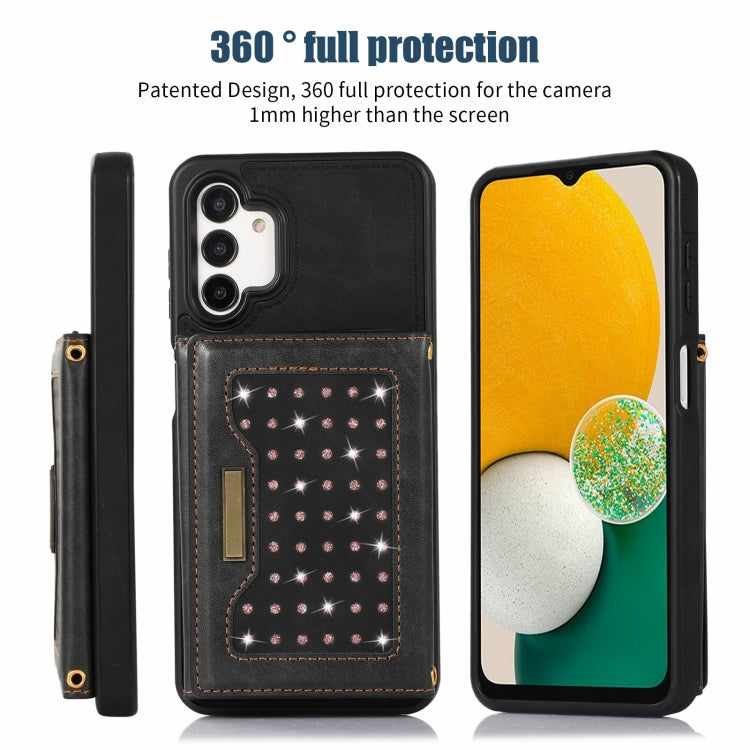 For Samsung Galaxy A13 4G/A13 5G Three-fold RFID Leather Phone Case with Lanyard