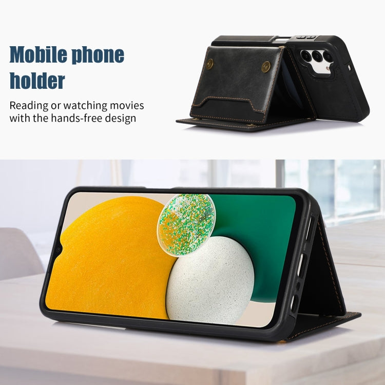 For Samsung Galaxy A13 4G/A13 5G Three-fold RFID Leather Phone Case with Lanyard
