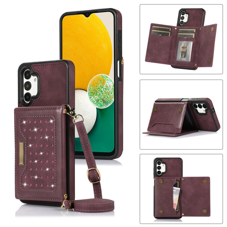 For Samsung Galaxy A13 4G/A13 5G Three-fold RFID Leather Phone Case with Lanyard