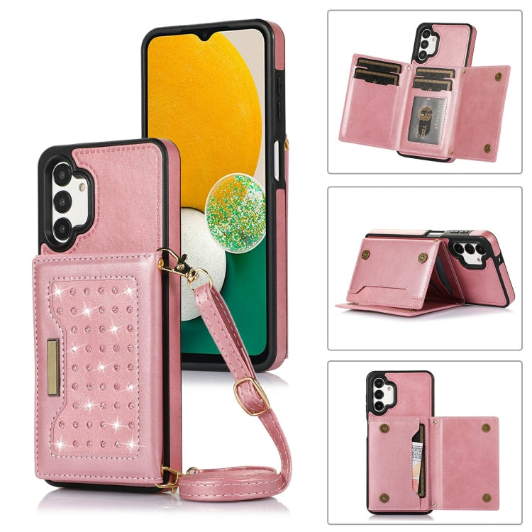 For Samsung Galaxy A13 4G/A13 5G Three-fold RFID Leather Phone Case with Lanyard