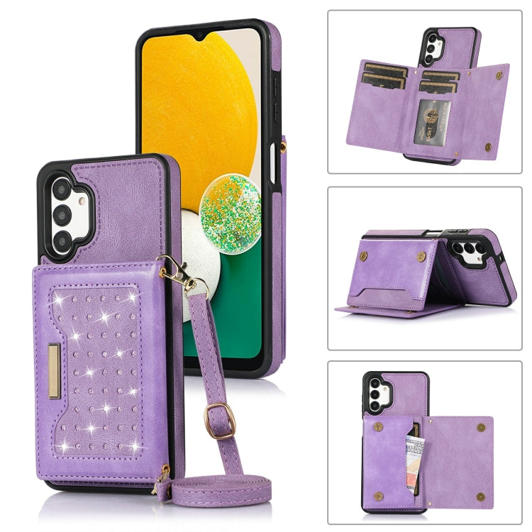 For Samsung Galaxy A13 4G/A13 5G Three-fold RFID Leather Phone Case with Lanyard