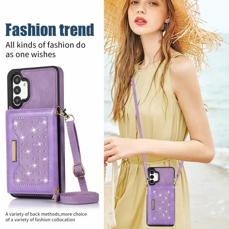 For Samsung Galaxy A13 4G/A13 5G Three-fold RFID Leather Phone Case with Lanyard
