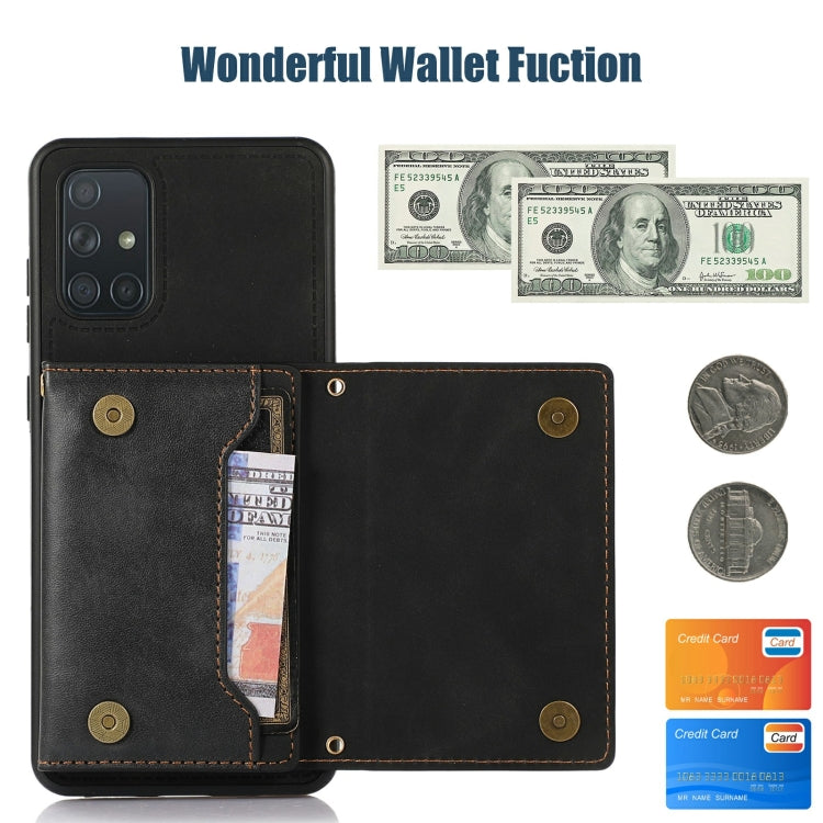 For Samsung Galaxy A51 4G Three-fold RFID Leather Phone Case with Lanyard