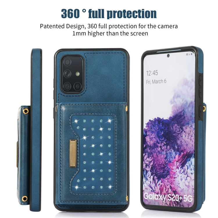 For Samsung Galaxy A51 4G Three-fold RFID Leather Phone Case with Lanyard