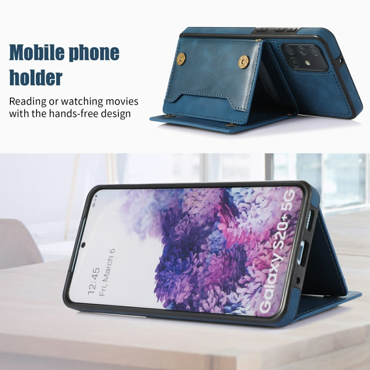 For Samsung Galaxy A51 4G Three-fold RFID Leather Phone Case with Lanyard