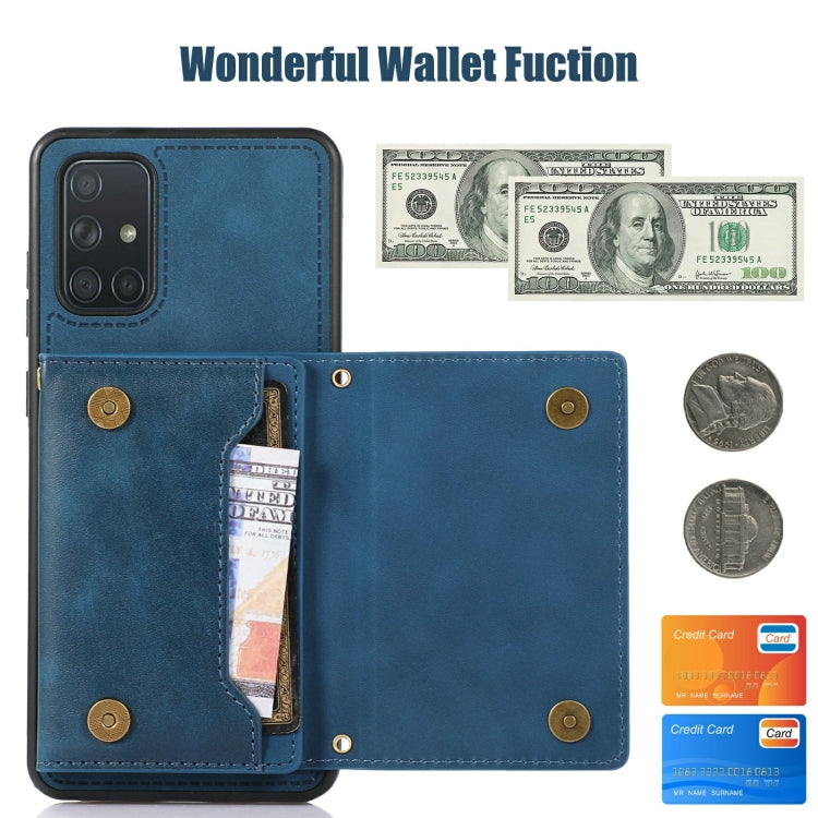 For Samsung Galaxy A51 4G Three-fold RFID Leather Phone Case with Lanyard