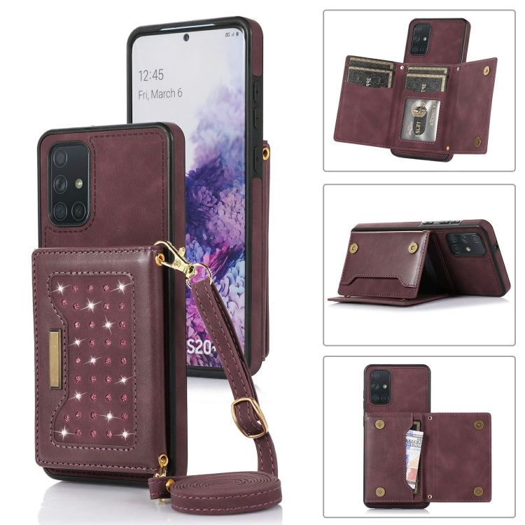 For Samsung Galaxy A51 4G Three-fold RFID Leather Phone Case with Lanyard
