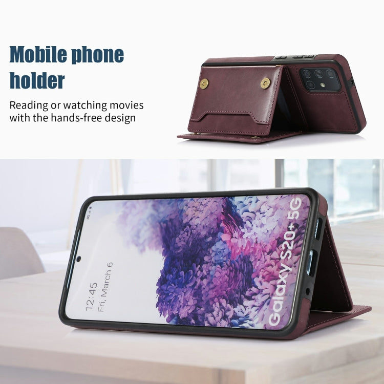For Samsung Galaxy A51 4G Three-fold RFID Leather Phone Case with Lanyard