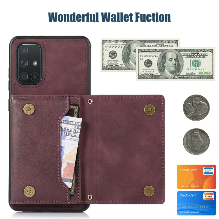 For Samsung Galaxy A51 4G Three-fold RFID Leather Phone Case with Lanyard