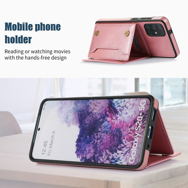 For Samsung Galaxy A51 4G Three-fold RFID Leather Phone Case with Lanyard